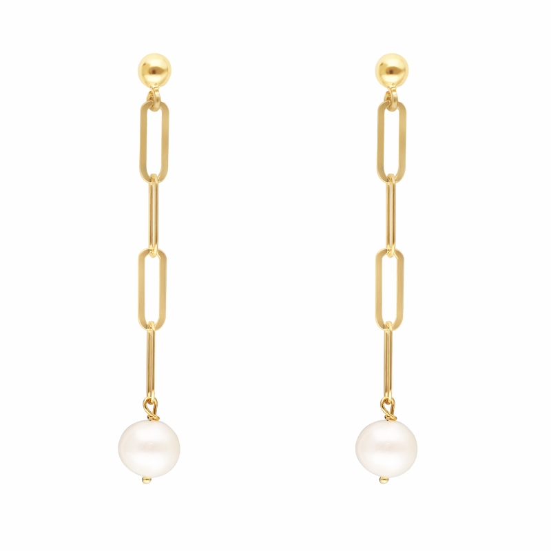 Kolczyki z pozłacanego srebra z perłami (85000026) - zdjęcie: 1