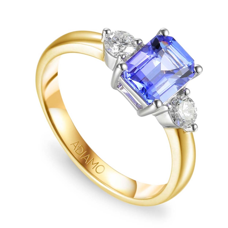 Pierścionek z tanzanitem i diamentami (R39446 YW T): 10 - zdjęcie: 1