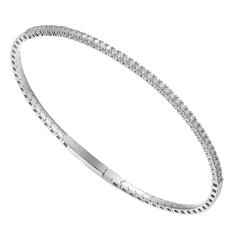 Bransoletka bangle elastyczna z diamentami (B09558 W) - zdjęcie: 1