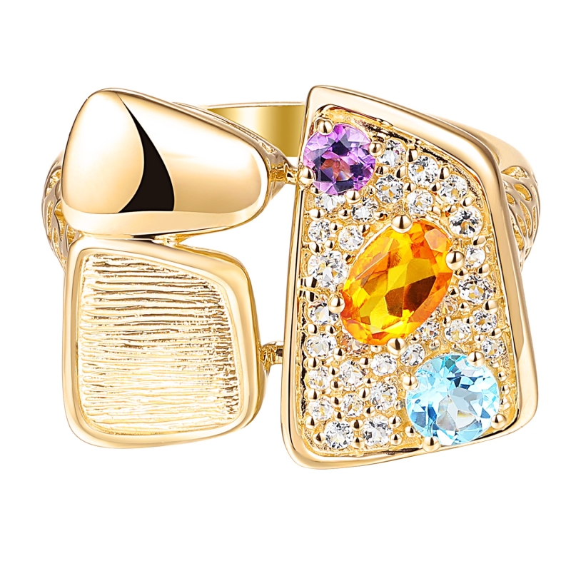 Pierścionek z kolorowymi kamieniami (R100444 Y AM,BT,CT): 18 - zdjęcie: 3