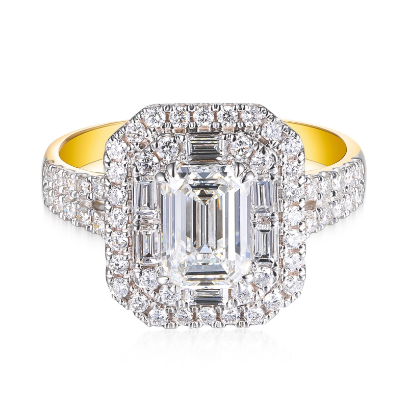 Pierścionek z diamentami laboratoryjnymi (R98889 YW LGD): 10 - zdjęcie: 3