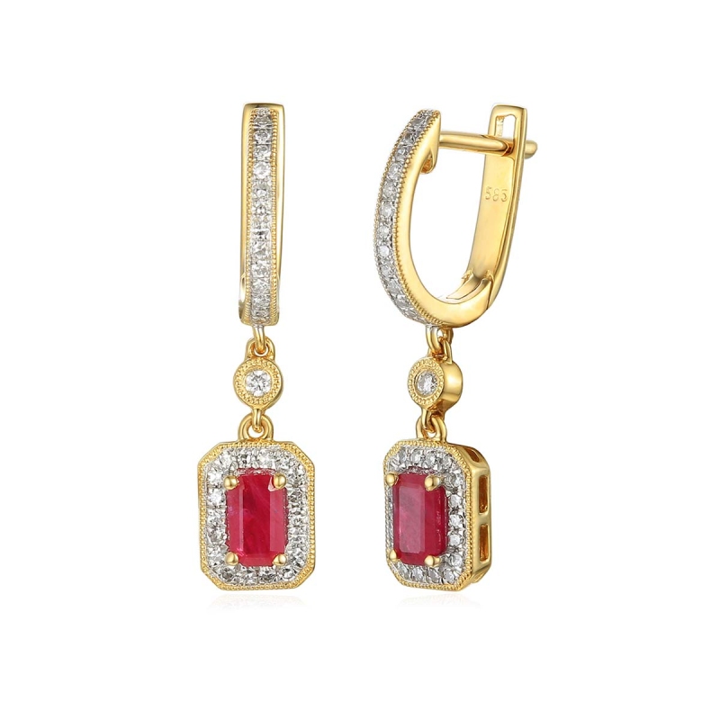 Kolczyki z rubinami i diamentami (E32565 Y A RU) - zdjęcie: 1