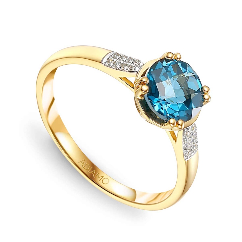 Pierścionek z london blue topazem i diamentami (R82457 Y LBT): 22 - zdjęcie: 1