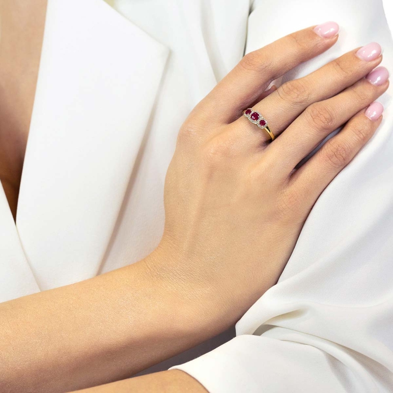 Pierścionek z rubinami i diamentami (R46124 Y RU): 9 - zdjęcie: 2