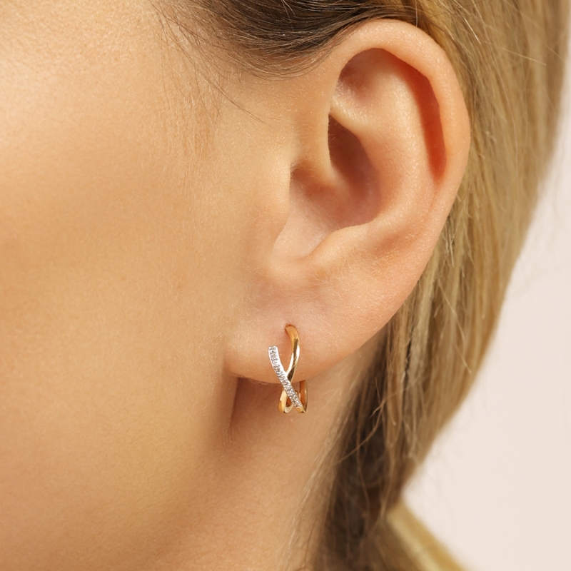 Kolczyki iksy z diamentami (E93820 Y S) - zdjęcie: 2