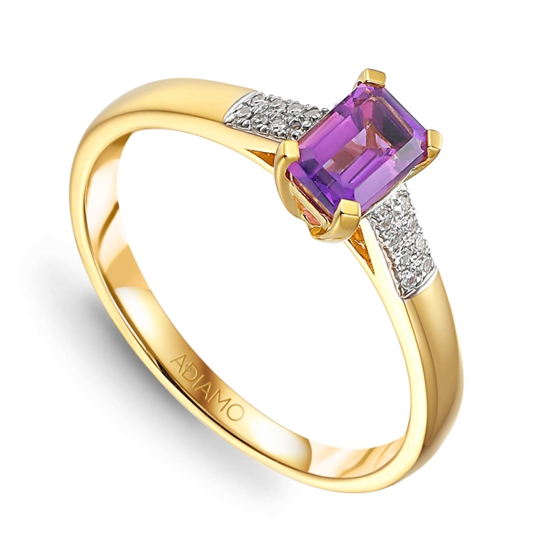 Pierścionek z ametystem i diamentami (R84147 Y AM): 7 - zdjęcie: 1