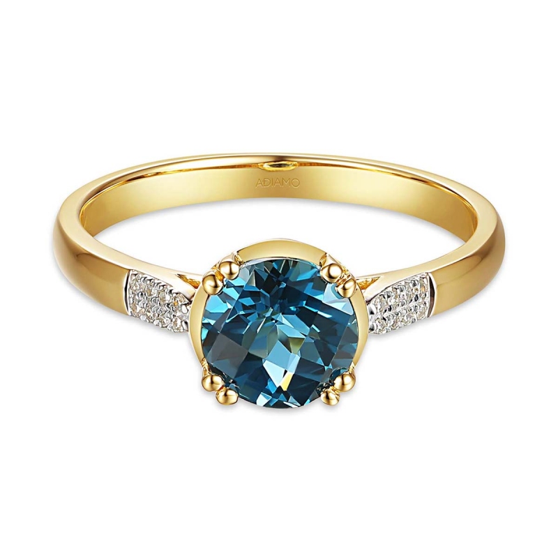Pierścionek z london blue topazem i diamentami (R82457 Y LBT): 22 - zdjęcie: 3