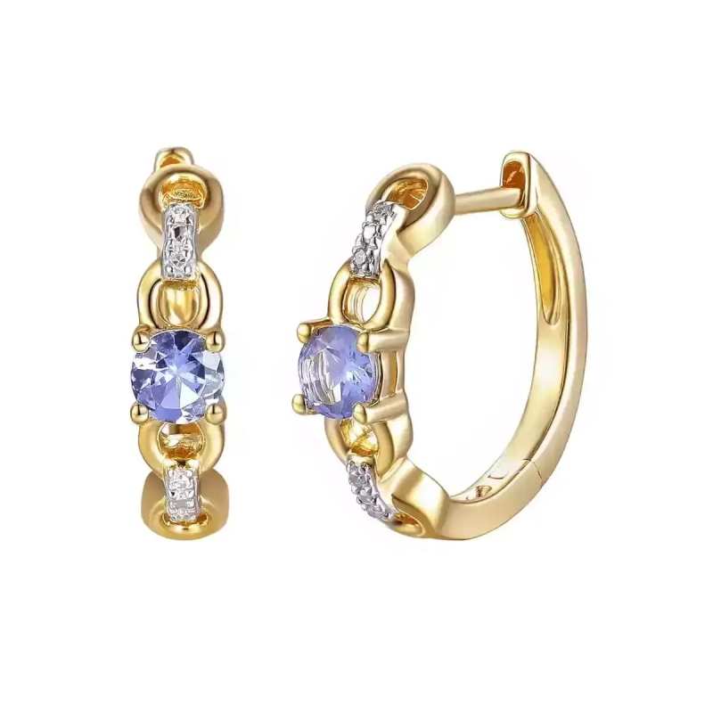 Kolczyki z tanzanitami i diamentami - zdjęcie: 1