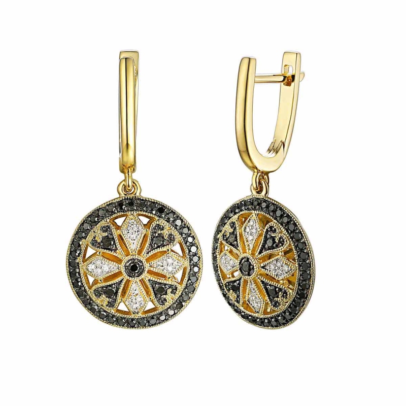 Kolczyki z diamentami i czarnymi diamentami (E85717 Y A BD) - zdjęcie: 1