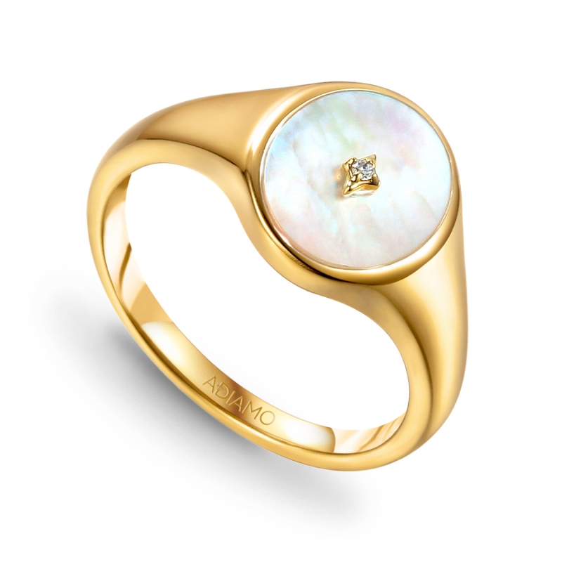 Pierścionek z masą perłową i diamentami (R81718 Y WMP): 22 - zdjęcie: 1