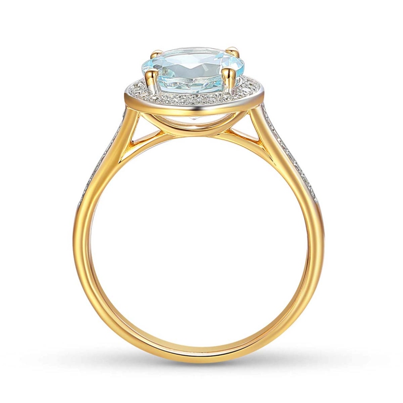 Pierścionek z akwamarynem i diamentami (R75601 Y AQ): 10 - zdjęcie: 3