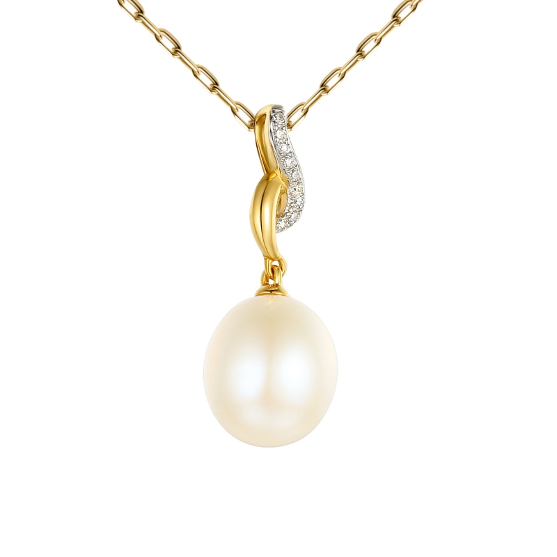 Komplet biżuterii z perłami i diamentami (Komplet E+P P55719 Y) - zdjęcie: 2