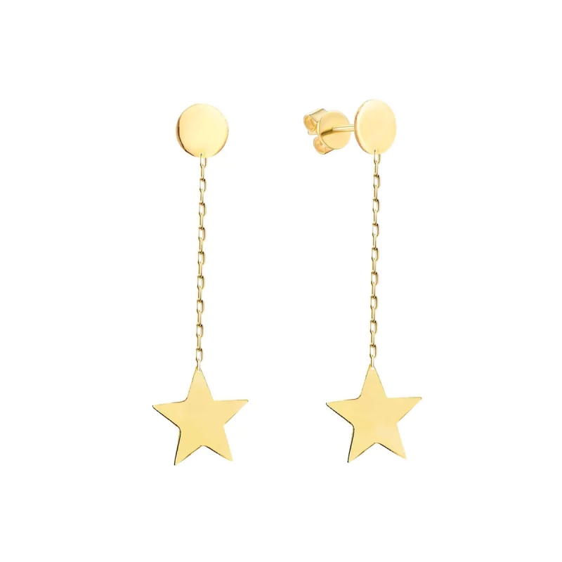 Kolczyki złote gwiazdki wiszące - zdjęcie: 1