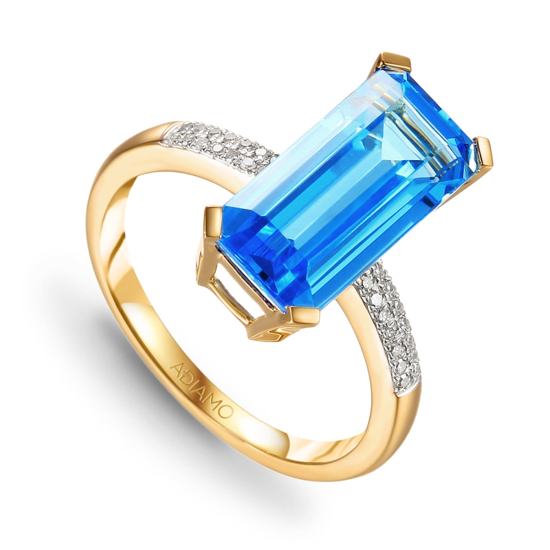 Pierścionek z niebieskim topazem i diamentami (R73287 Y BT): 22 - zdjęcie: 1