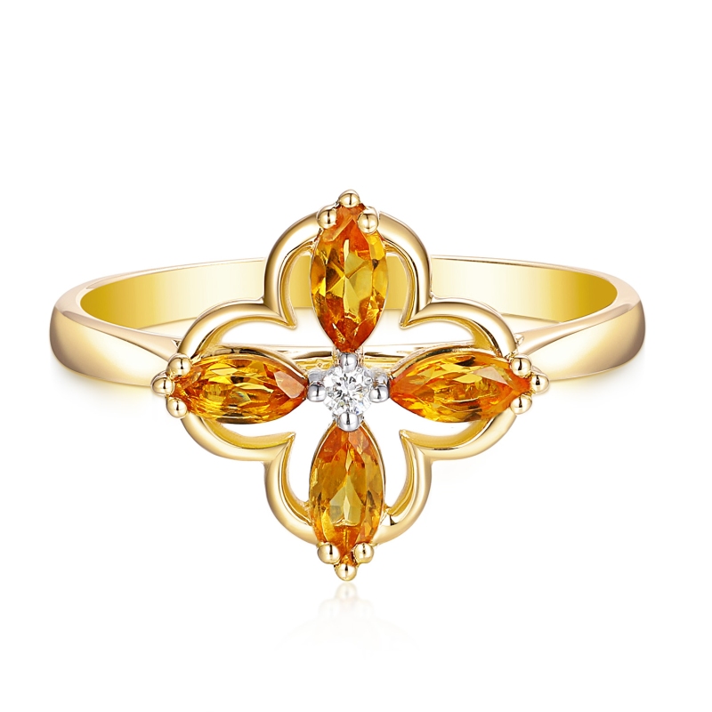 Pierścionek z cytrynami i diamentami (R98901 Y CT): 14 - zdjęcie: 3