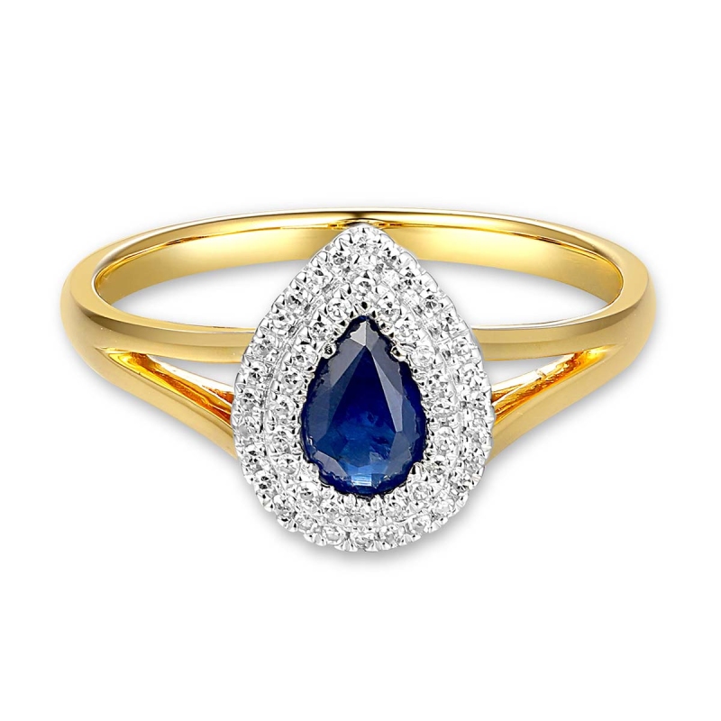 Pierścionek z szafirem i diamentami (R87498 YW SA): 8 - zdjęcie: 2