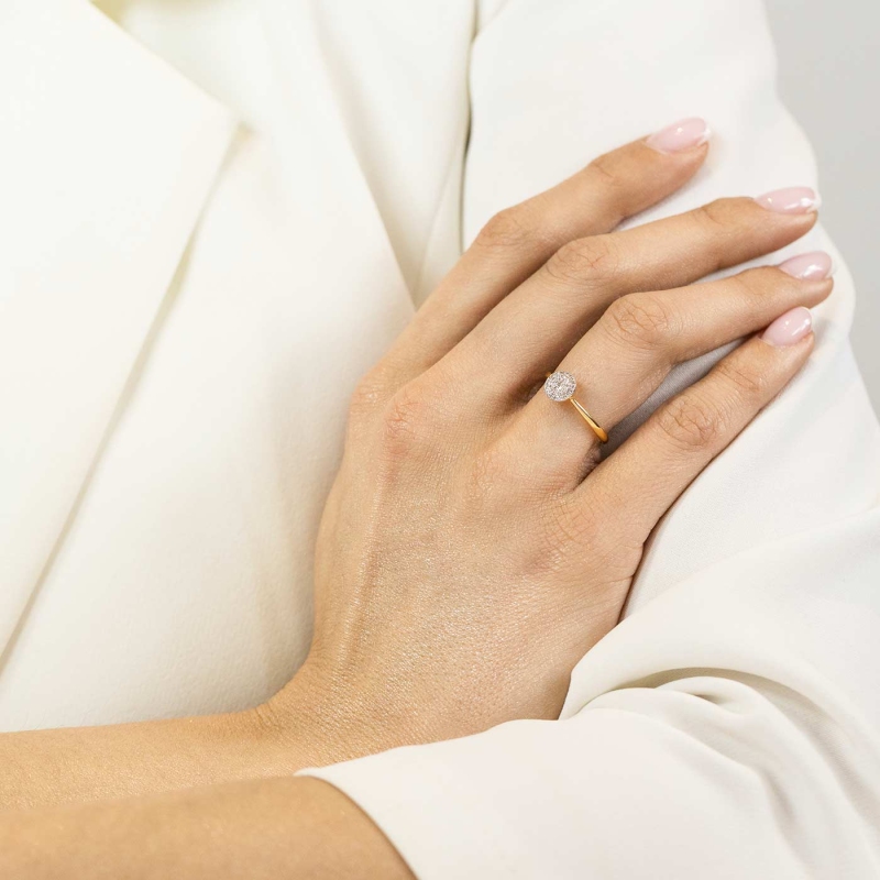 Pierścionek z diamentami, żółte złoto pr.585 R47670 Y: 7 - zdjęcie: 2