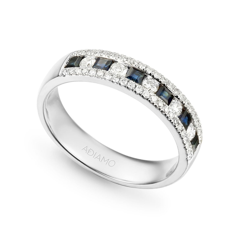 Pierścionek z szafirami i diamentami (R46027 W SA): 10 - zdjęcie: 1