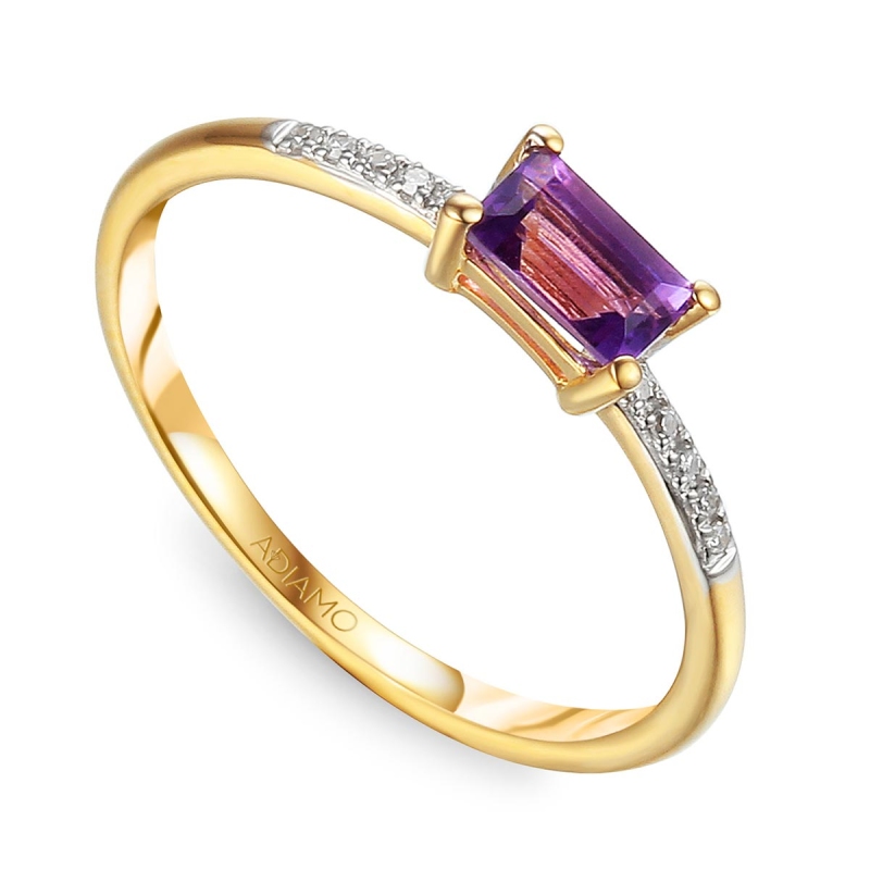 Pierścionek z ametystem i diamentami (R78482 Y AM): 8 - zdjęcie: 1