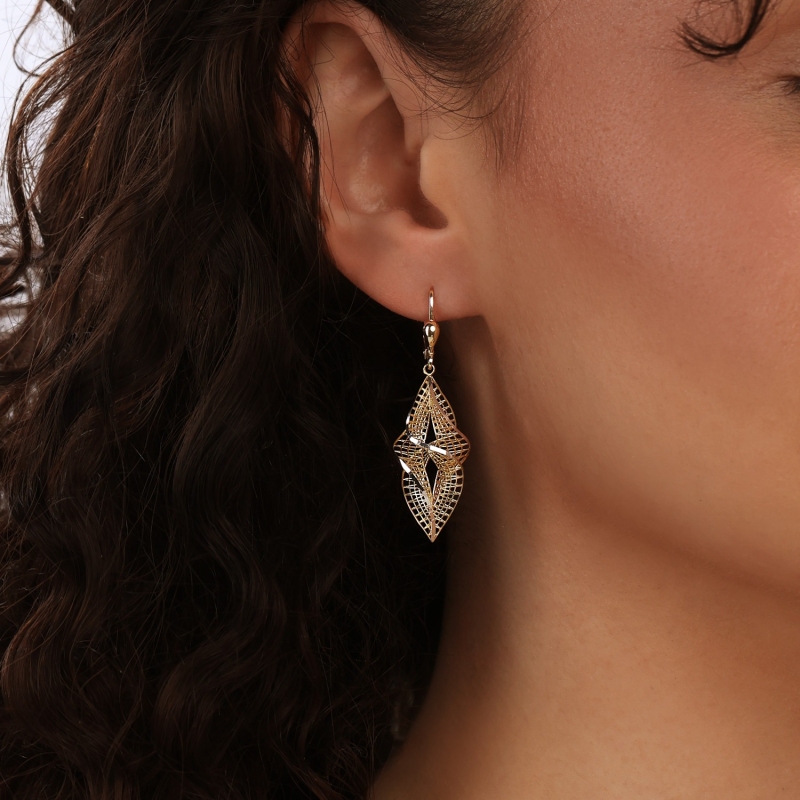 Kolczyki złote wiszące (E00909 Y P) - zdjęcie: 2