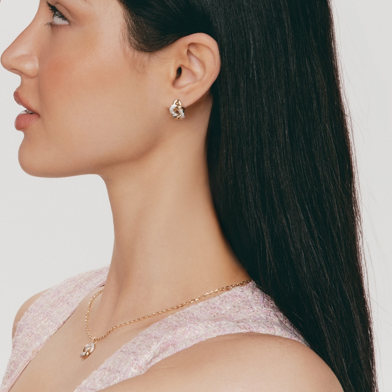 Kolczyki z diamentową pętelką (E95398 Y A) - zdjęcie: 2