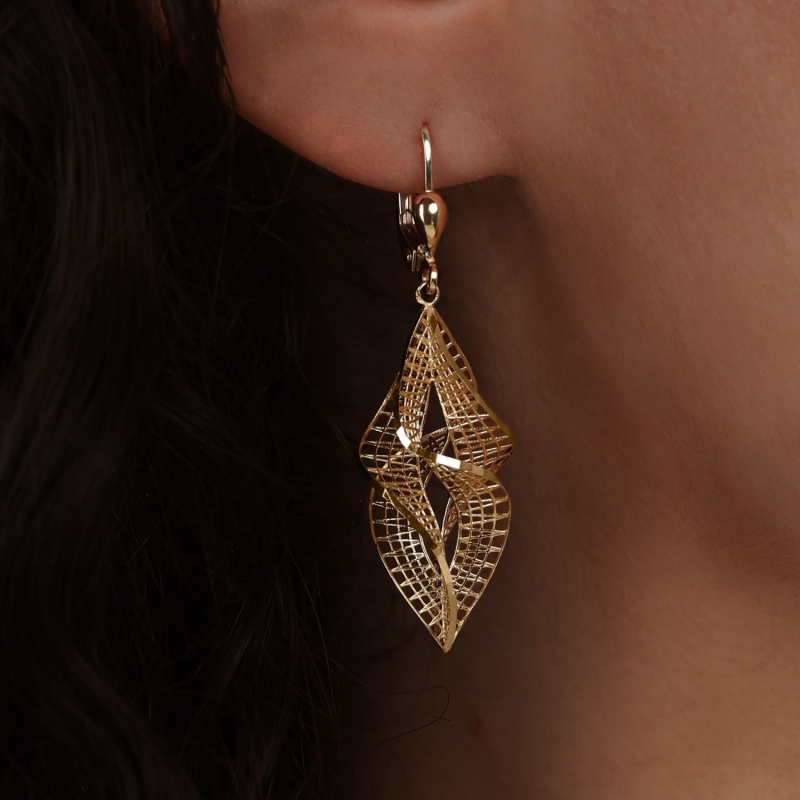 Kolczyki złote wiszące (E00909 Y P) - zdjęcie: 3