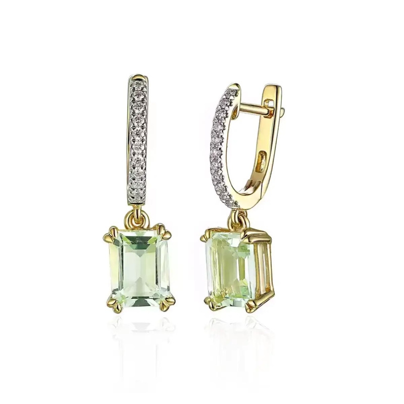 Kolczyki z zielonymi ametystami i diamentami (E82483 Y A GAM) - zdjęcie: 1