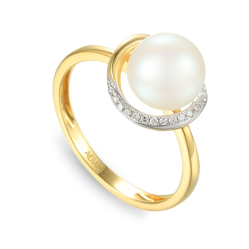 Pierścionek z perłą i diamentami (R34407 Y): 14 - zdjęcie: 1