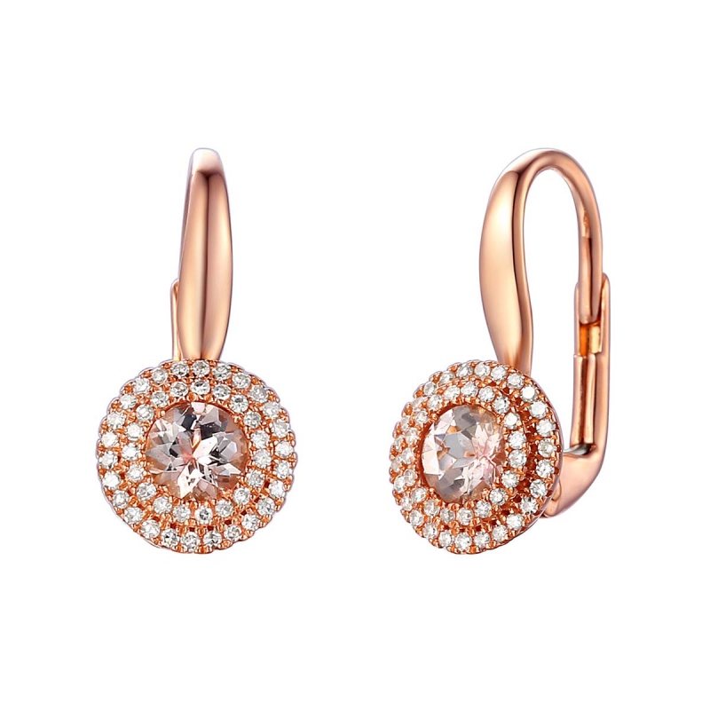 Kolczyki z morganitem i diamentami (E57736 R P MR) - zdjęcie: 1