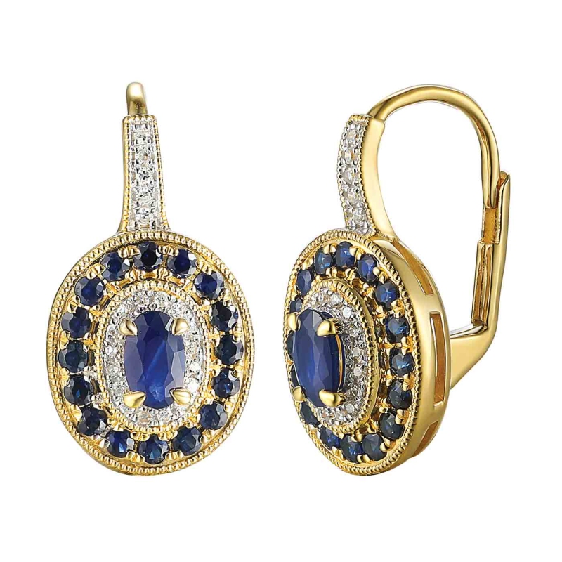 Kolczyki z szafirami i diamentami (E93446 Y P SA) - zdjęcie: 1