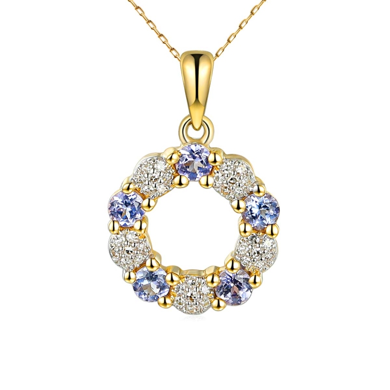 Zawieszka z tanzanitami i diamentami (P85272 Y T) - zdjęcie: 1