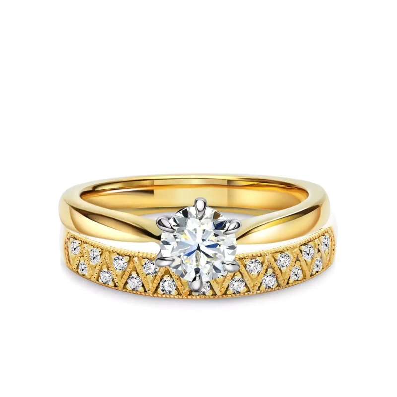 Obrączki ślubne, żółte złoto, diamenty, 3,1mm i 4mm: 9, 25 - zdjęcie: 3