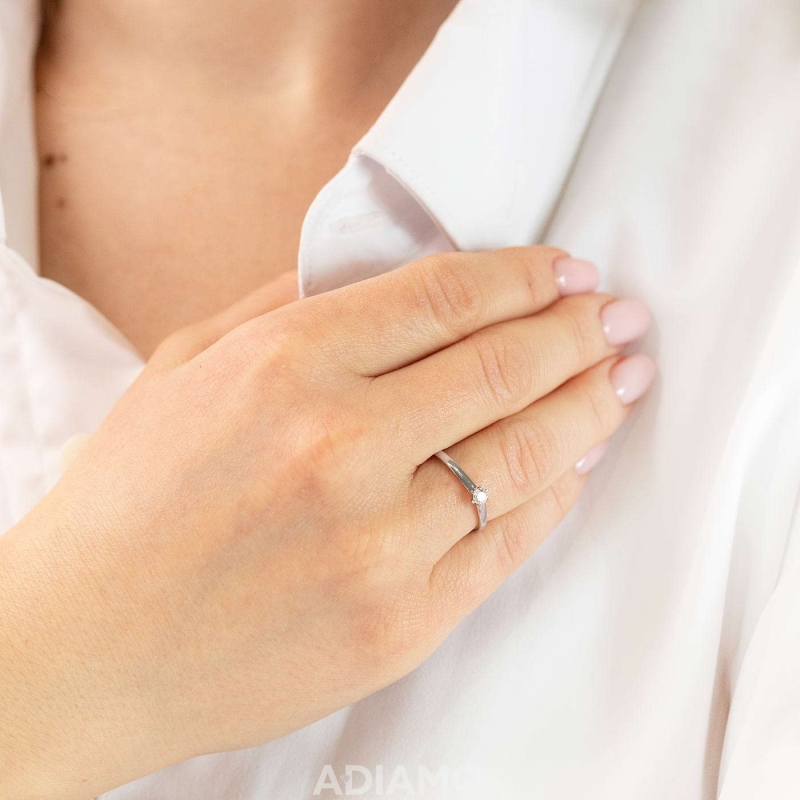 Pierścionek z diamentem, białe złoto (R62416 W 0,10ct): 7 - zdjęcie: 2