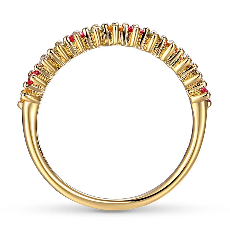 Pierścionek z kolorowymi szafirami i diamentami (R80038 Y SA): 8 - zdjęcie: 4