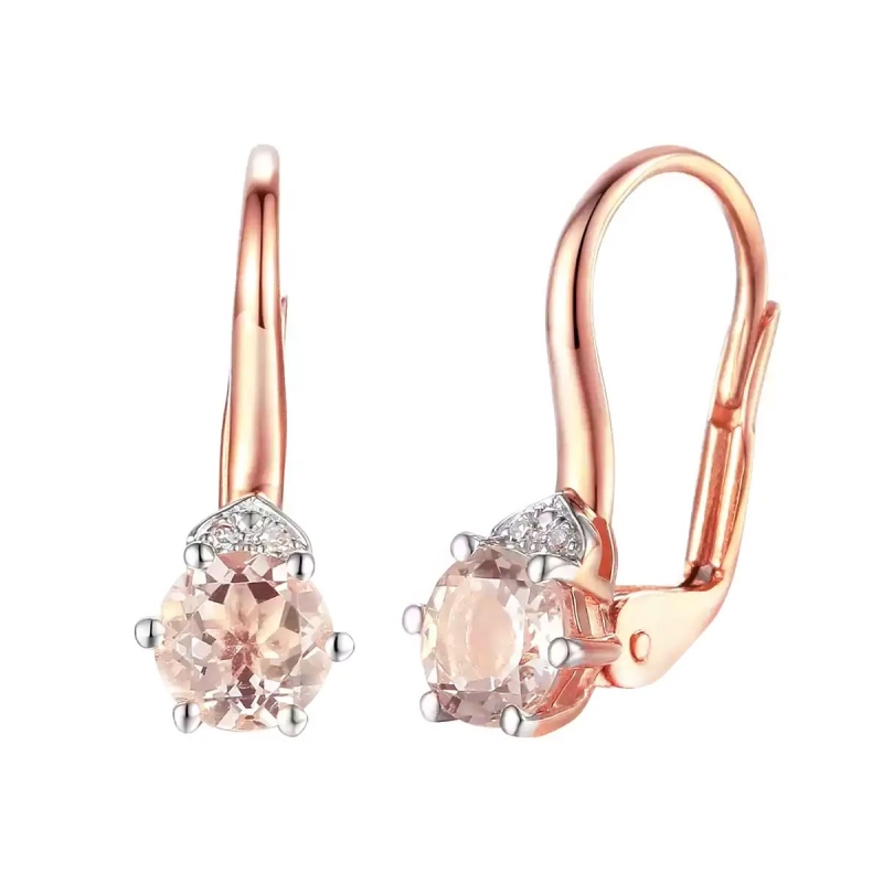 Kolczyki z morganitami i diamentami (E73493 R P MR) - zdjęcie: 1