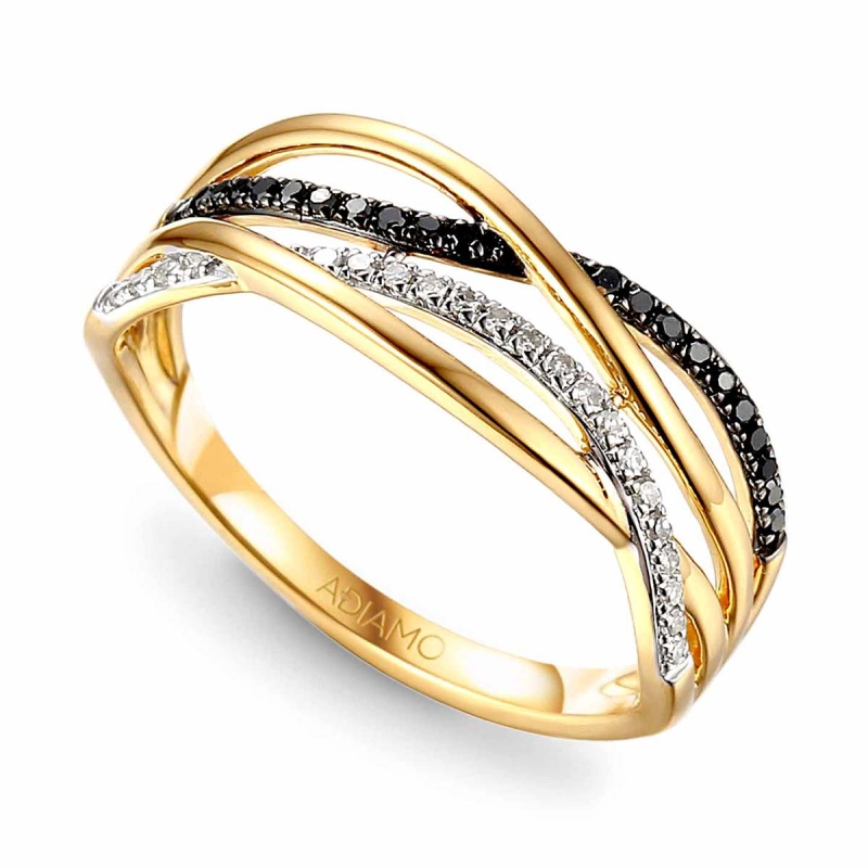 Pierścionek z diamentami i czarnymi diamentami (R56276 Y BD): 7 - zdjęcie: 1