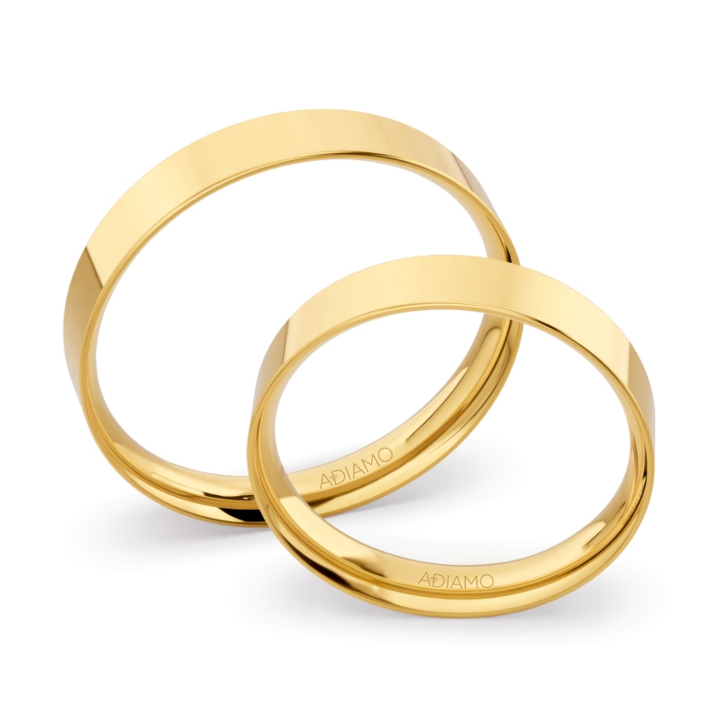 Obrączki ślubne, żółte złoto, płaskie, 4mm: 8, 23 - zdjęcie: 1