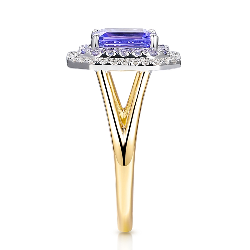 Pierścionek z tanzanitem i diamentami (R88813 YW T): 16 - zdjęcie: 3