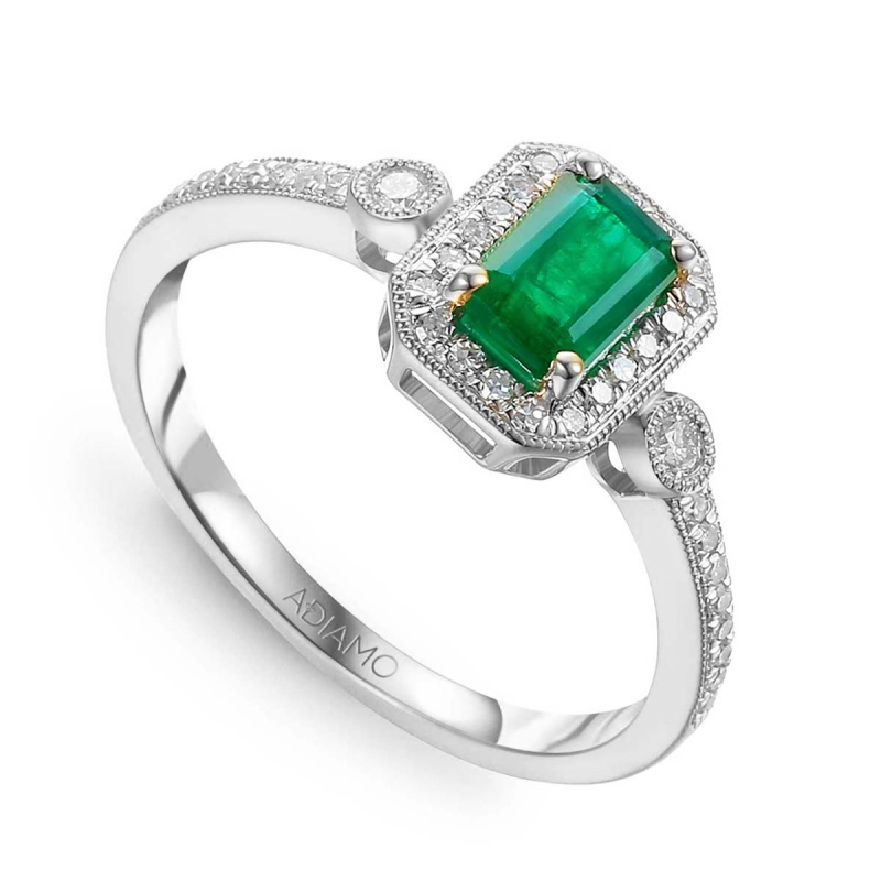 Pierścionek ze szmaragdem i diamentami (R32565 W EM): 8 - zdjęcie: 1