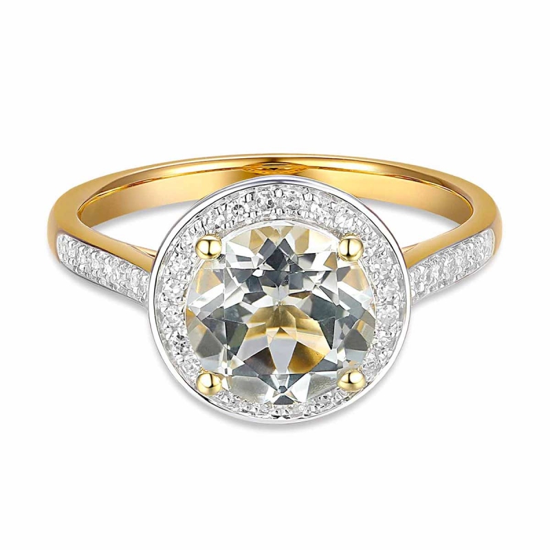 Pierścionek z białym topazem i diamentami (R75601 Y WT): 10 - zdjęcie: 2