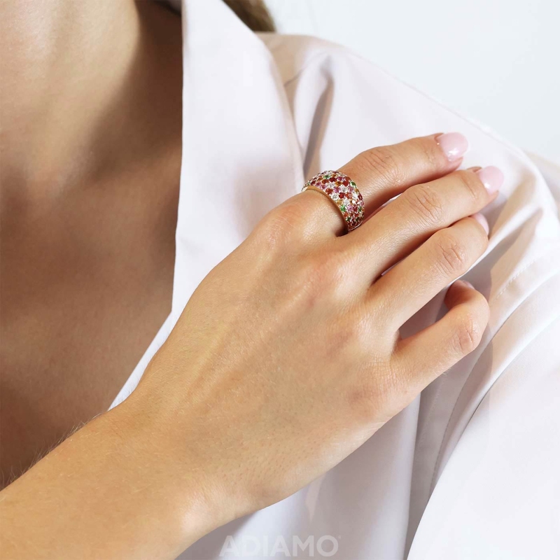 Pierścionek z kolorowymi szafirami i diamentami (R51066 Y SA): 7 - zdjęcie: 2