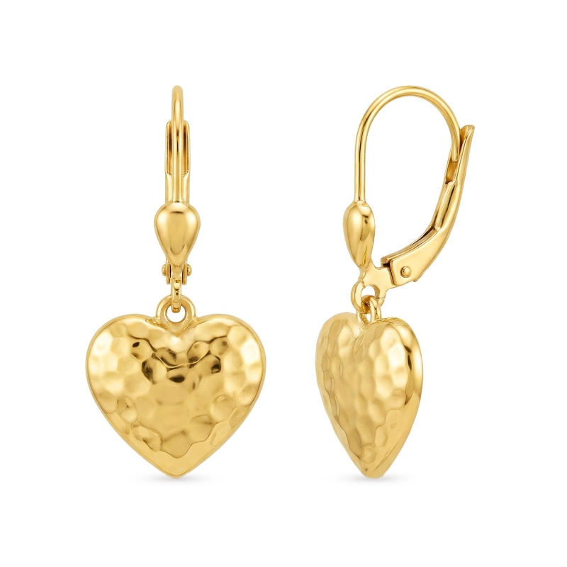Kolczyki złote wiszące - serca diamentowane (E88885 Y P) - zdjęcie: 1