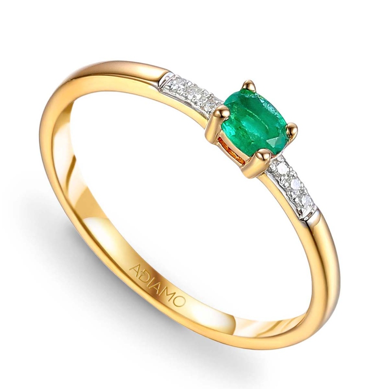 Pierścionek ze szmaragdem i diamentami (R82446 Y EM): 10 - zdjęcie: 1