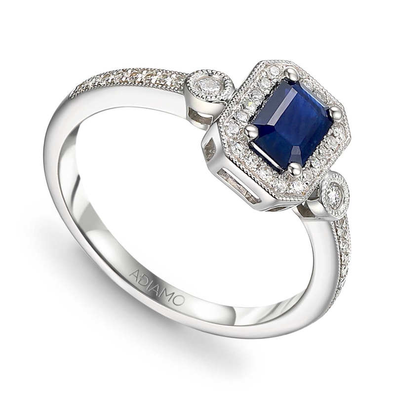 Pierścionek z szafirem i diamentami (R32565 W SA): 7 - zdjęcie: 1