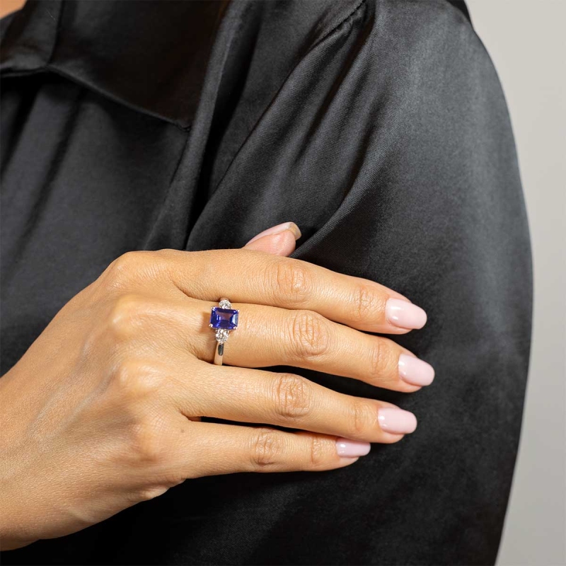 Pierścionek z tanzanitem i diamentami (R39446 W T): 10 - zdjęcie: 2