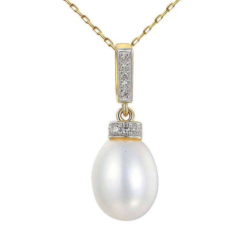 Zawieszka z perłą i diamentami (P32572 Y PL) - zdjęcie: 1