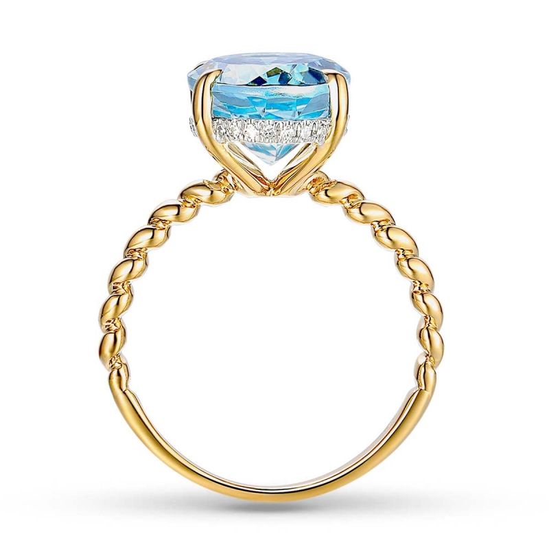 Pierścionek z niebieskim topazem i diamentami (R85125 Y BT): 8 - zdjęcie: 4