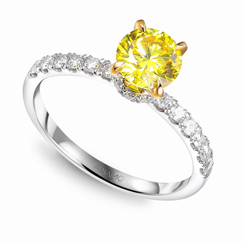 Pierścionek z żółtym diamentem laboratoryjnym (R98516 1,03ct YW LGDY): 14 - zdjęcie: 1