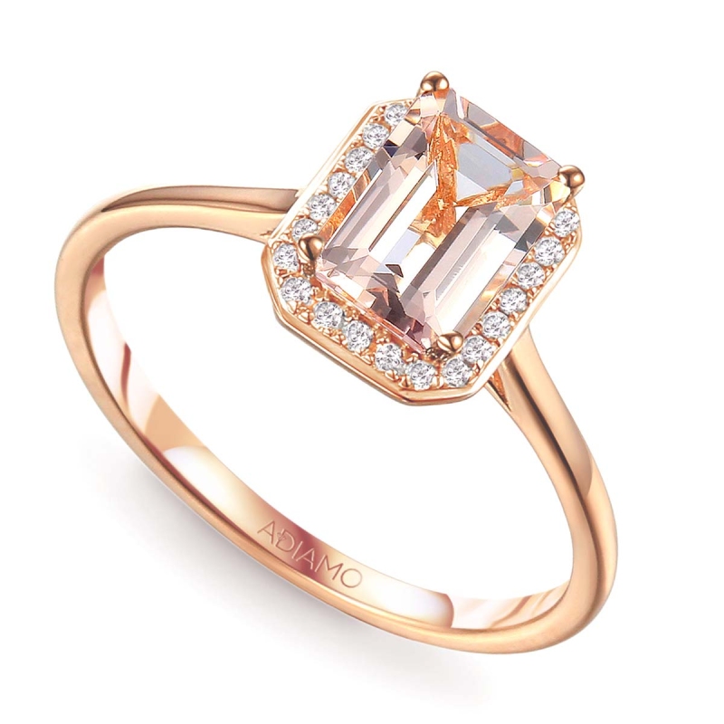 Pierścionek z morganitem i diamentami (R62904 R MR): 8 - zdjęcie: 1