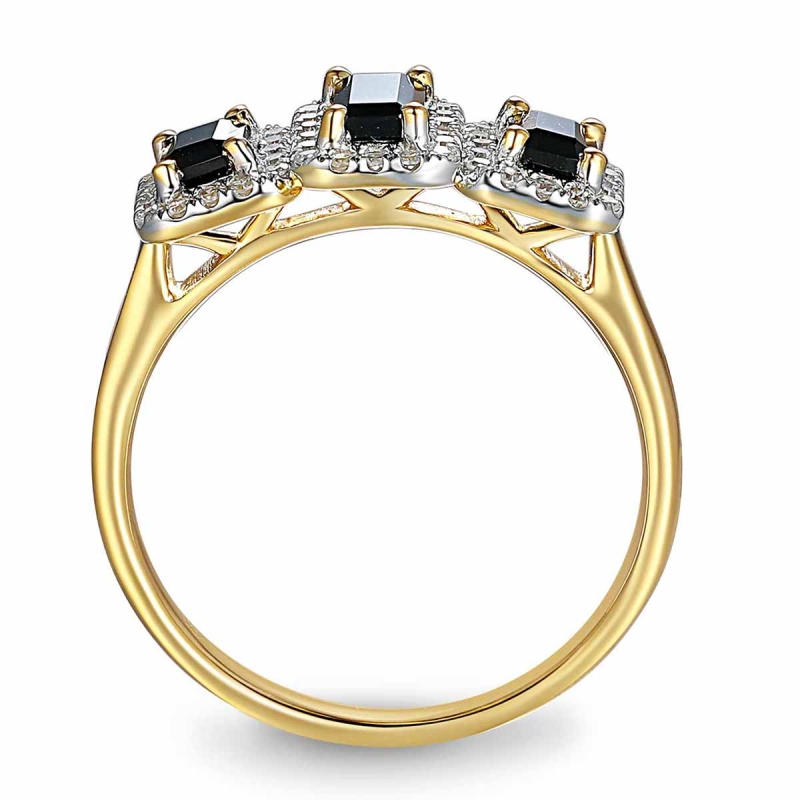 Pierścionek z czarnymi agatami i diamentami (R86092 Y BAG): 10 - zdjęcie: 3